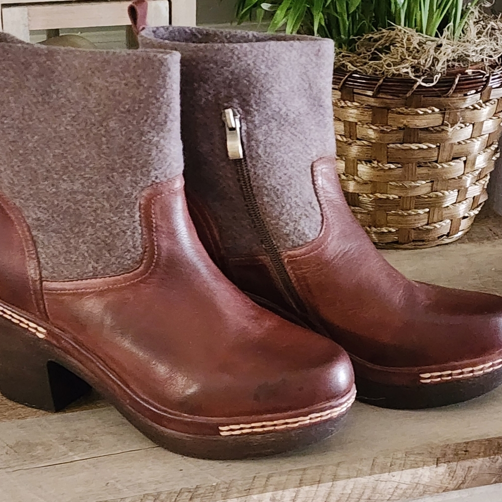Antelope leather boots brown knit collar mare